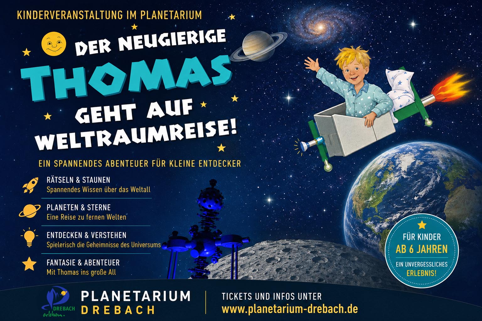 Der neugierige Thomas geht auf Weltraumreise